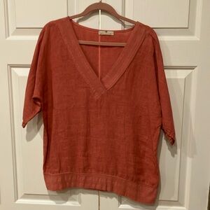 Women's Rust V-Neck Top